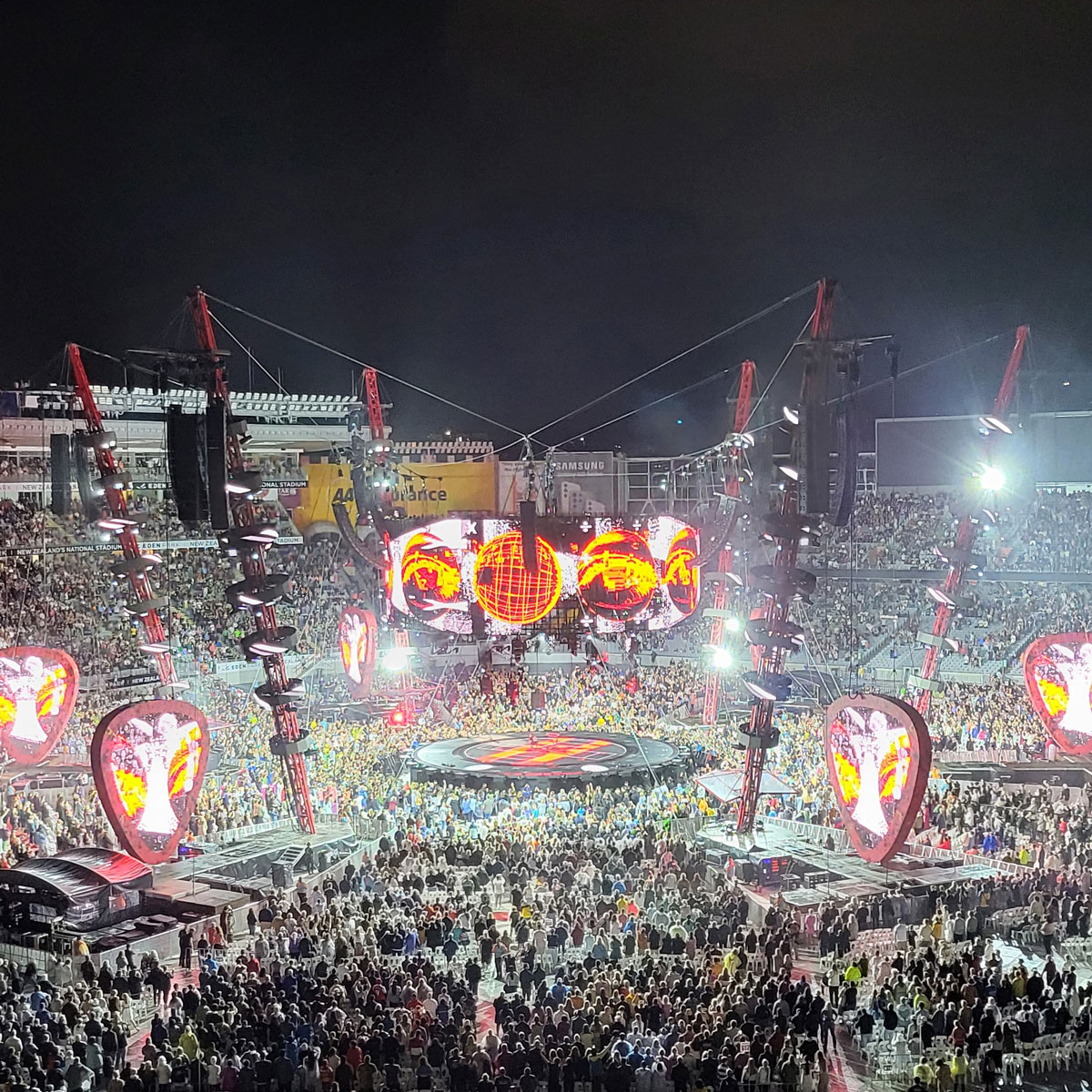 Ed Sheeran performing at Eden Park