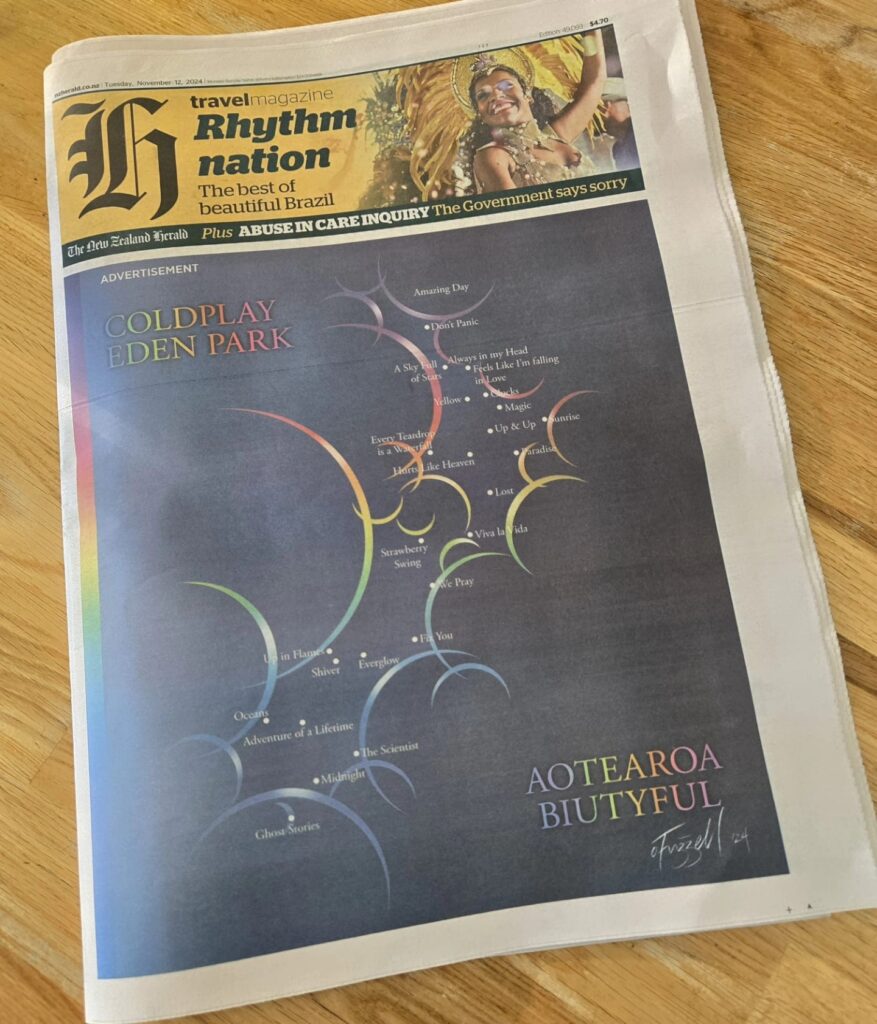 Eden Park celebrates Coldplay with unique Otis Frizzell artwork